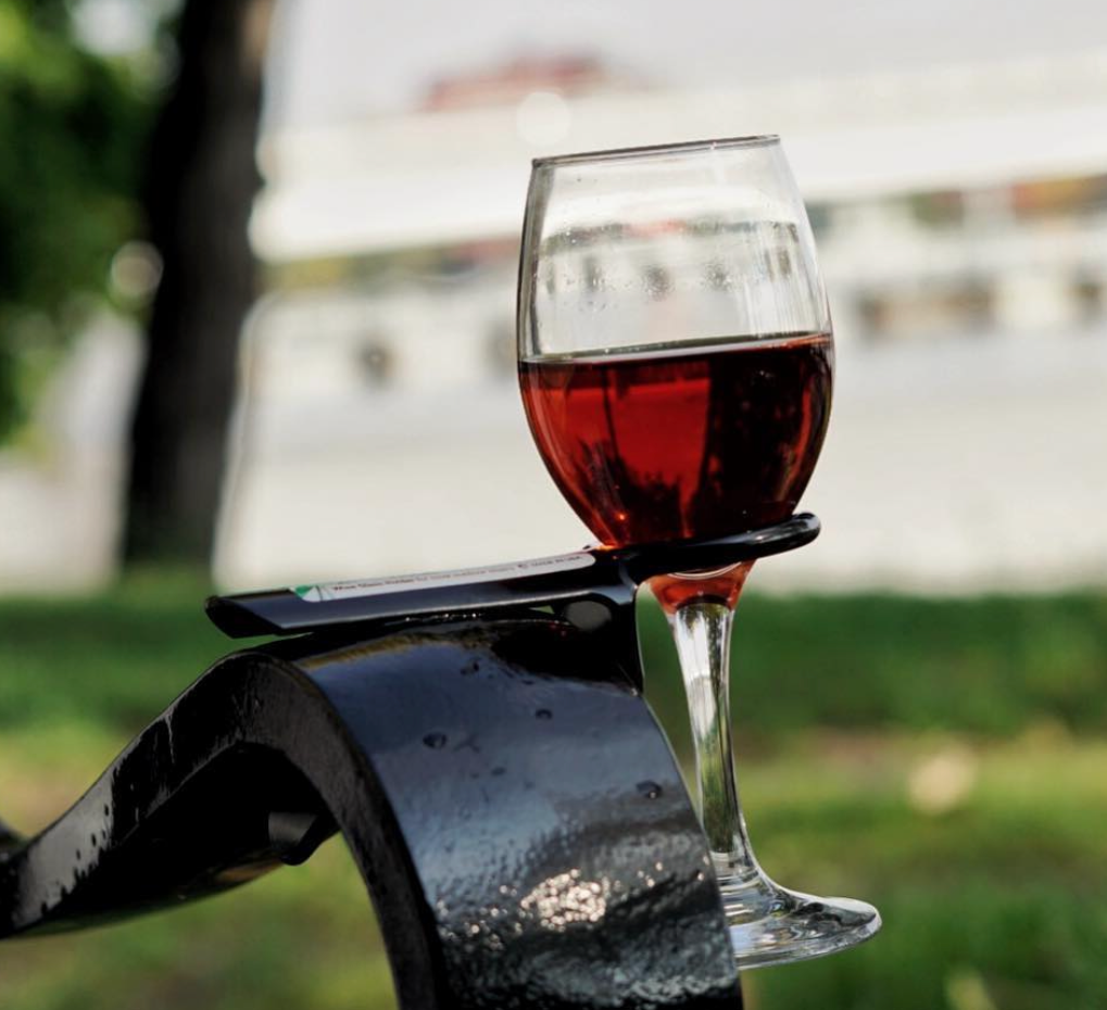 Wine hook on an outdoor chair