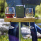 Smartphone speaker, wine glass holder and phone holder for your outdoor event.